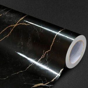 Adesivo Marmore Preto Gold Texturizado 1m x 60cm