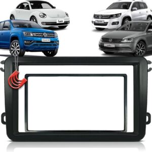Moldura Painel 2 Din Central Multimidia Dvd Mp5 Preta Volkswagen Vw Jetta Amarok Passat Tiguan Fusca