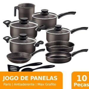 Jogo de Panelas Tramontina Paris 10 Peças Grafite