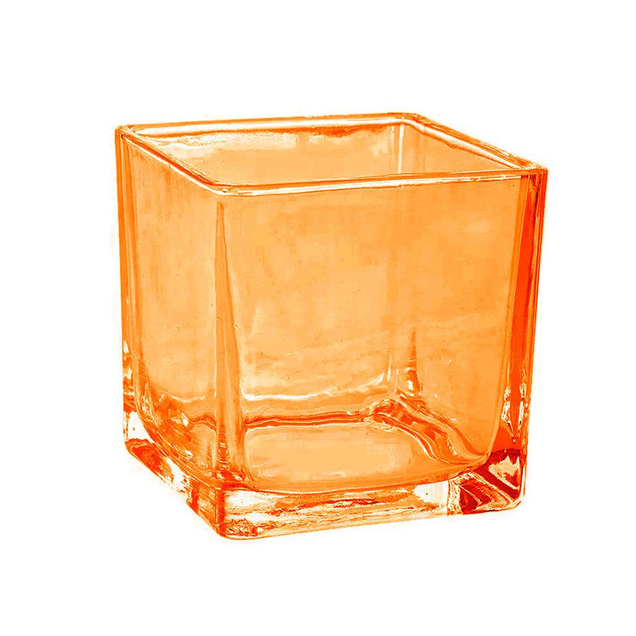 Pote Vidro ?mbar Quadrado para Vela - 6x6cm 1 Pote Vidro Âmbar Quadrado para Vela - 6x6cm