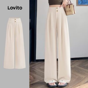 Calça Casual Feminina Caqui com Botão e Zíper