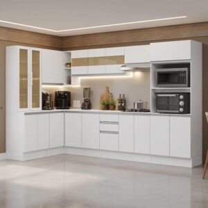 Armário Cozinha Canto 100% MDF Branco Smart Madesa