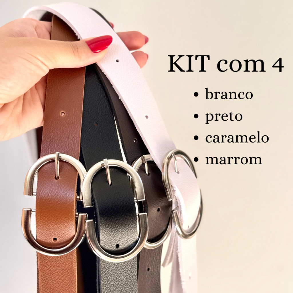 Cinto Feminino Kit 4 Fivelas Prata 1 Cinto Feminino Kit 4 Fivelas Prata