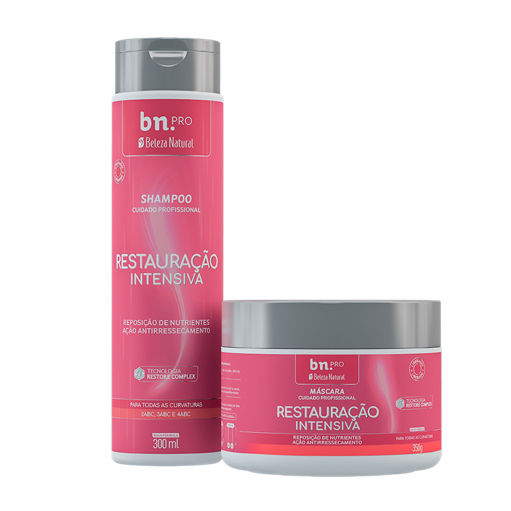 Shampoo e M?scara Restaura??o Intensiva 1 Shampoo e Máscara Profissional Restauração Intensiva PRO bn.Cachos