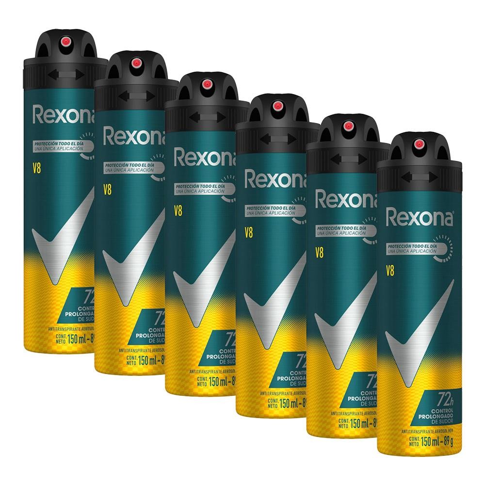 Kit 6 Rexona Men V8 150ml Antitranspirante 1 Kit 6 Desodorantes Rexona Men Aerossol Antitranspirante V8 150ml