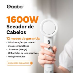 Gaabor Secador Vento Forte Íons Negativos 110000 RPM HD-M02B/M02C -1