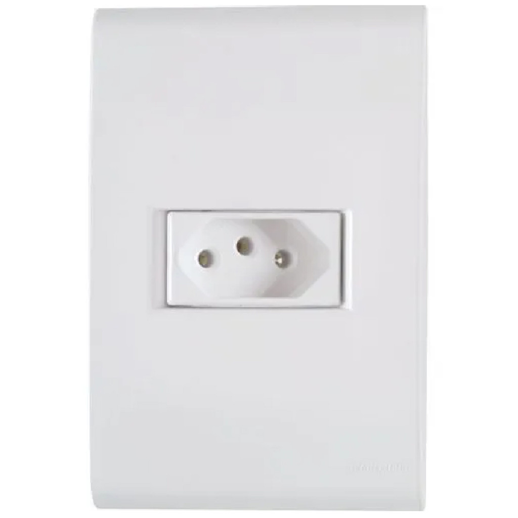 Tomada 2P+T Horizontal Tramontina Liz 1 Conjunto Tomada 2P+T Branca 250V C/Placa 4x2 Tramontina