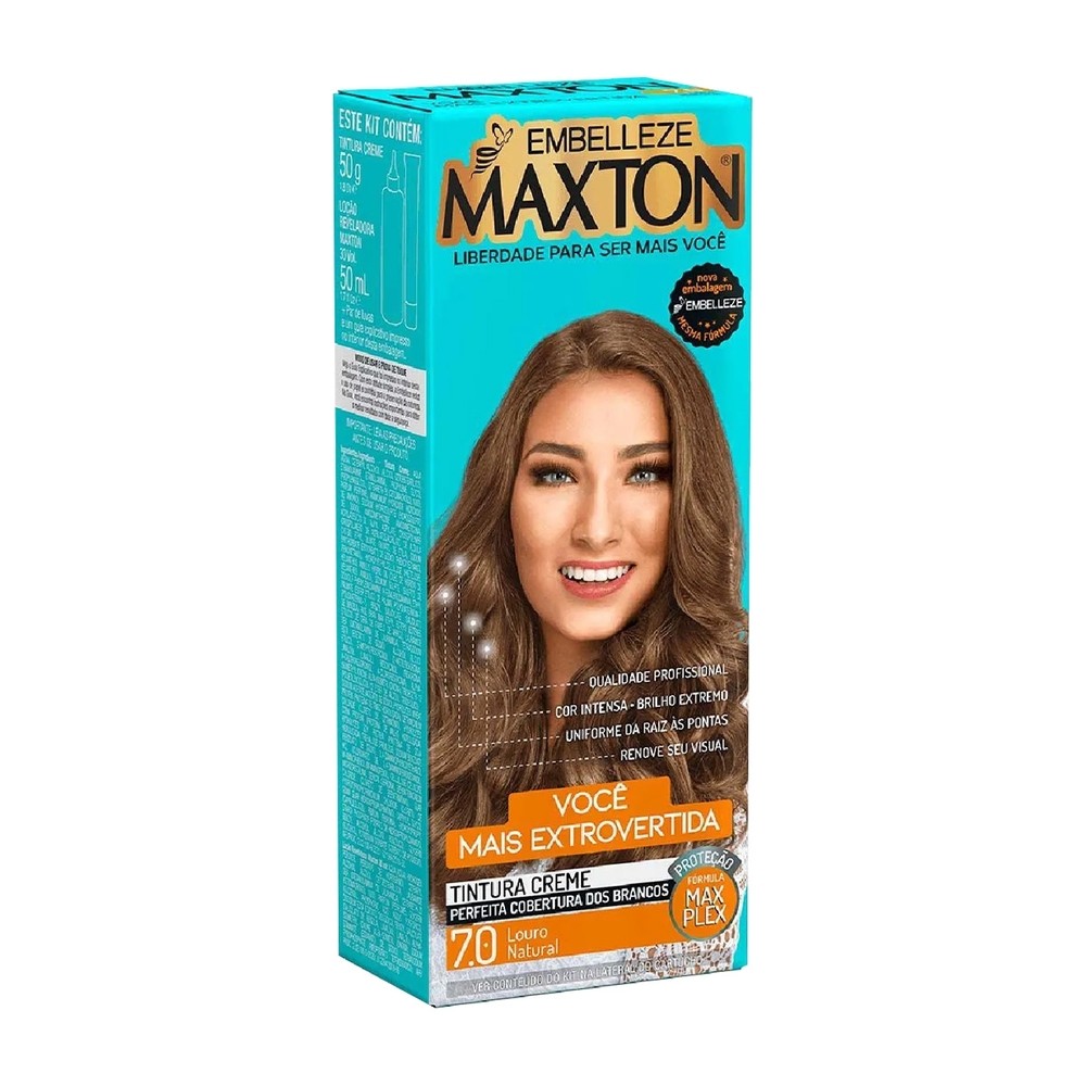 Tinta Maxton 7.0 Louro Natural - Kit Completo 1 Tinta Maxton Louro Natural 7.0