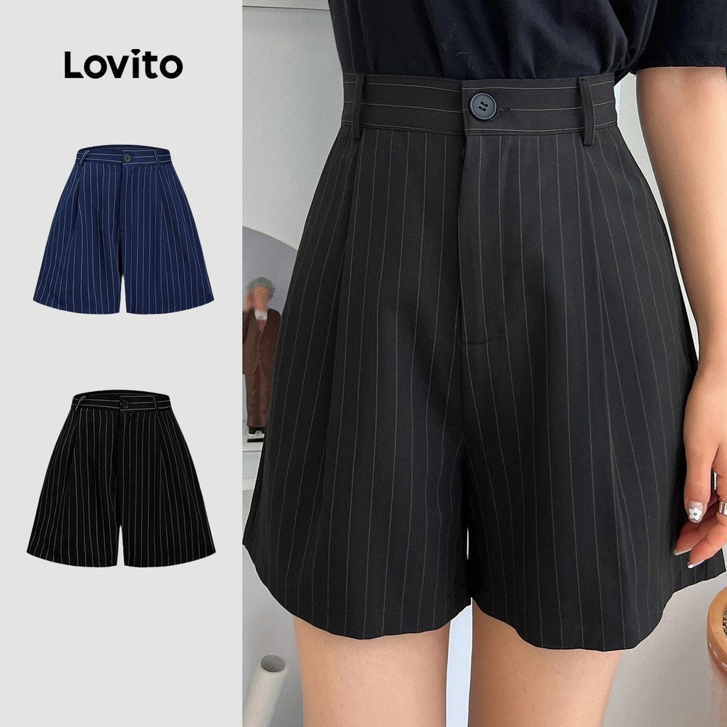 Shorts Elegantes Listrados para Mulheres 1 Shorts Elegantes Listrados para Mulheres