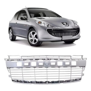 Grade Dianteira Parachoque Peugeot 207 2009 2010 2011 2012 2013 2014 2015 Prata