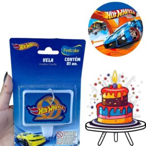 Vela Hot Wheels Festcolor - Aniversário