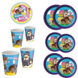KIT FESTA MUNDO BITA 8 PRATOS + 8 COPOS DESCARTÁVEL 200 ML PAPEL - FESTCOLOR