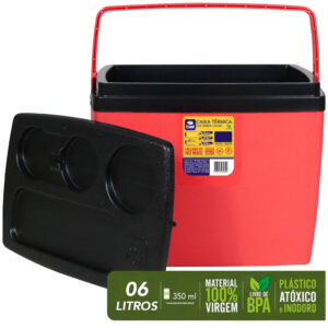 Caixa Térmica 6L Bel Vermelha e Preta