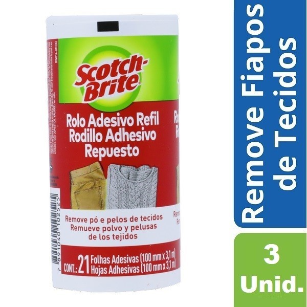 Kit 3 Refil Rolo Adesivo Scotch-Brite 1 Kit com 3 Refil Rolo Adesivo SCOTCH-BRITE 3M