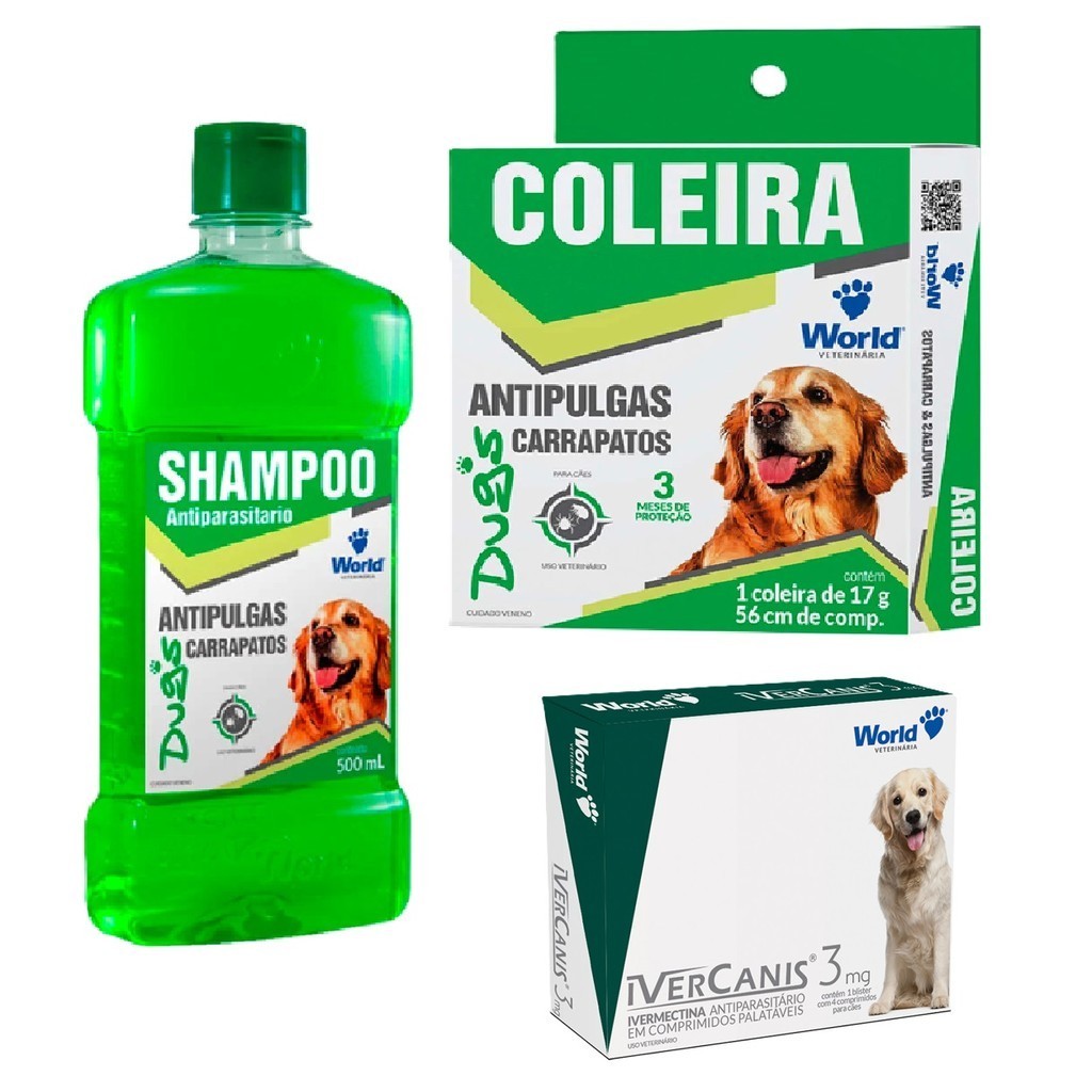 Kit Antipulgas e Carrapatos para C?es 1 Kit Antipulgas e Carrapatos para Cães