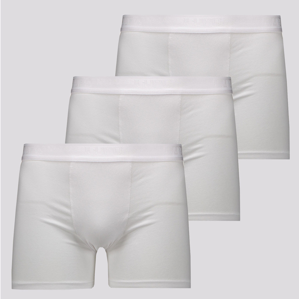 Kit 3 Cuecas Boxer Lupo Algod?o El?stico Branca 1 Kit de 3 Cuecas Boxer Lupo Elastic Soft Branca