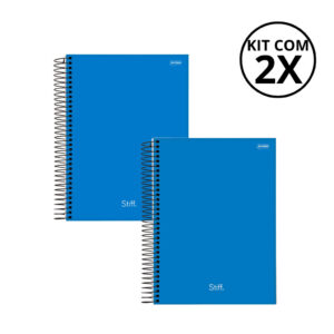 Kit Com 02 Cadernos 10 Matérias Unissex Várias Estampas Stiff - Jandaia COR:AZUL+AZUL