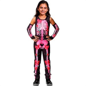Fantasia Esqueleto Candy Skull Rosa Infantil