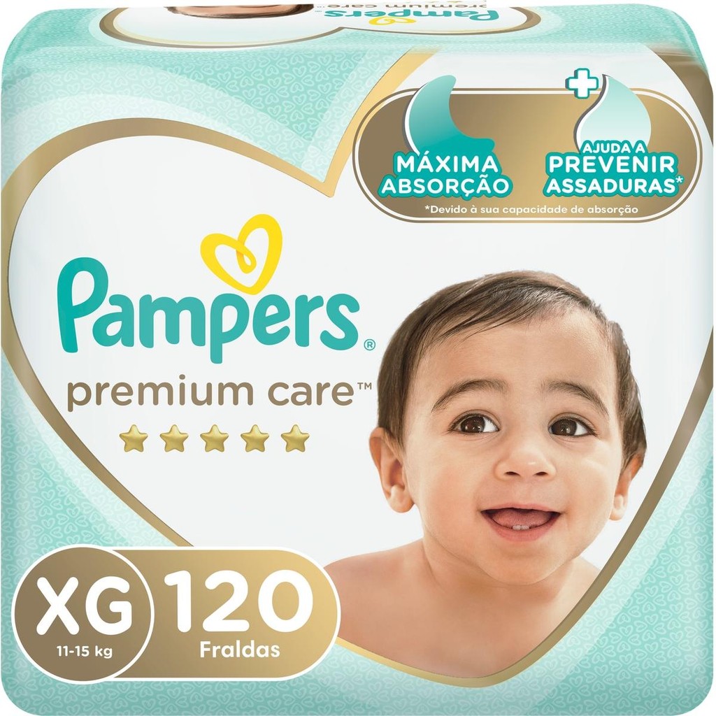 Fralda Pampers Premium Care Top?ssima XG 120un 1 Fralda Pampers Premium Care Topíssima XG 120un