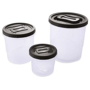 Kit 3 Potes Porta Mantimentos Redondos Preto Plasútil