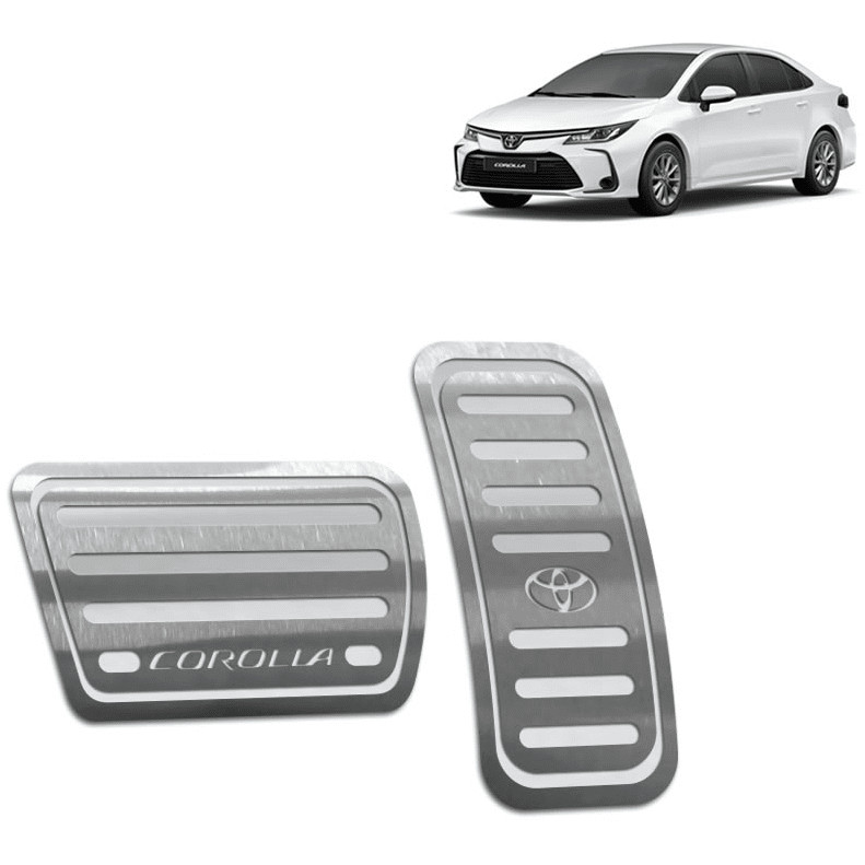Pedaleira A?o Inox Corolla - Sem Furar 1 Pedaleira Corolla 20/.. Automático Aço Inox - Não fura o pedal