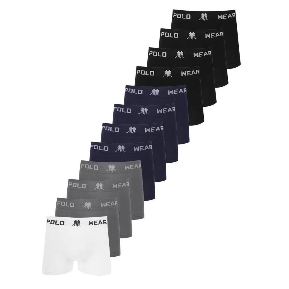 Kit 12 Cuecas Boxer Microfibra Polo Wear 1 Kit 12 Cuecas Boxer Masculina Microfibra Polo Wear