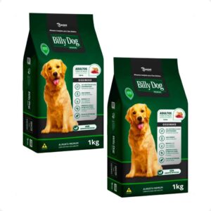 Kit 2 Ração Billy Dog Cães Adultos Ossinho Carne - 1Kg