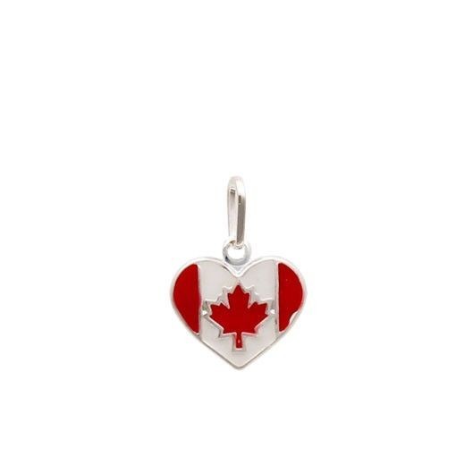 Pingente Prata 925 Bandeira Canada? - Cora??o 1 Pingente Prata 925 Bandeira Canadaá em formato de coração