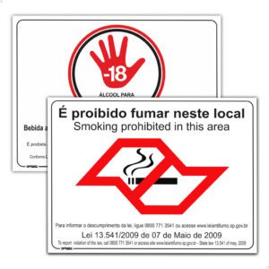 Placa Proibido Fumar e Álcool Menores