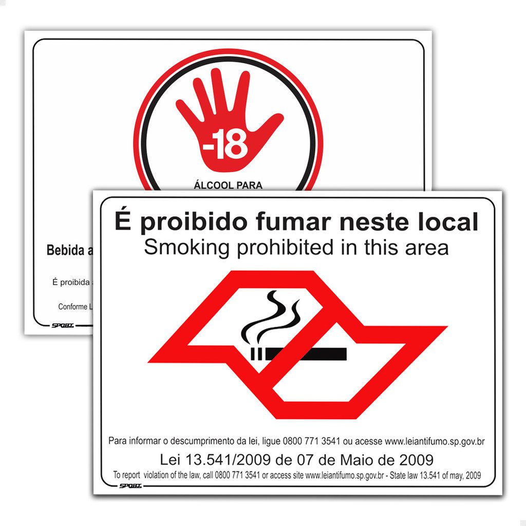 Placa Proibido Fumar e ?lcool Menores 1 Placa Proibido Fumar e Álcool Menores