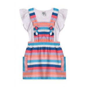 Salopete Infantil Verão Listras Algodão