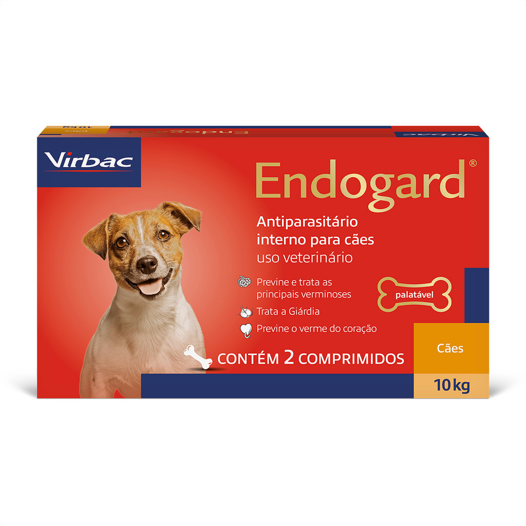 Endogard Cães - Vermífugo 10kg - Virbac 1 Endogard para Cães até 10 Kg Virbac - 2 Comprimidos