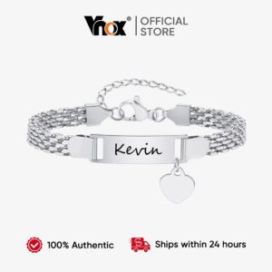 Pulseira Personalizada Coração Bebê Nome Aço