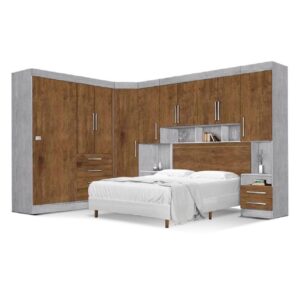 Dormitório Completo Georgia JA Avelã / Jequitibá Para Cama Box 1,58M Queen