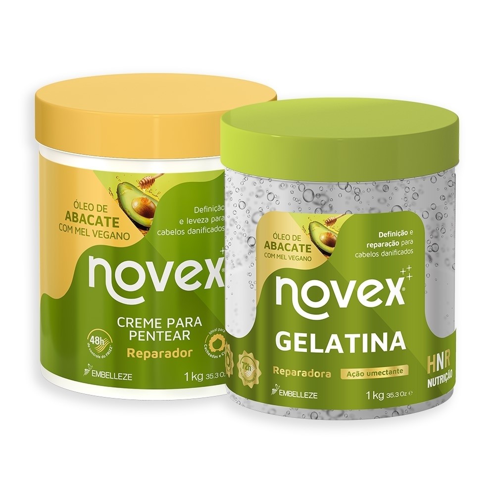 Kit Novex ?leo Abacate - Defini??o e Repara??o 1 Kit Novex Óleo de Abacate Gelatina 1KG + Creme Para Pentear 1KG