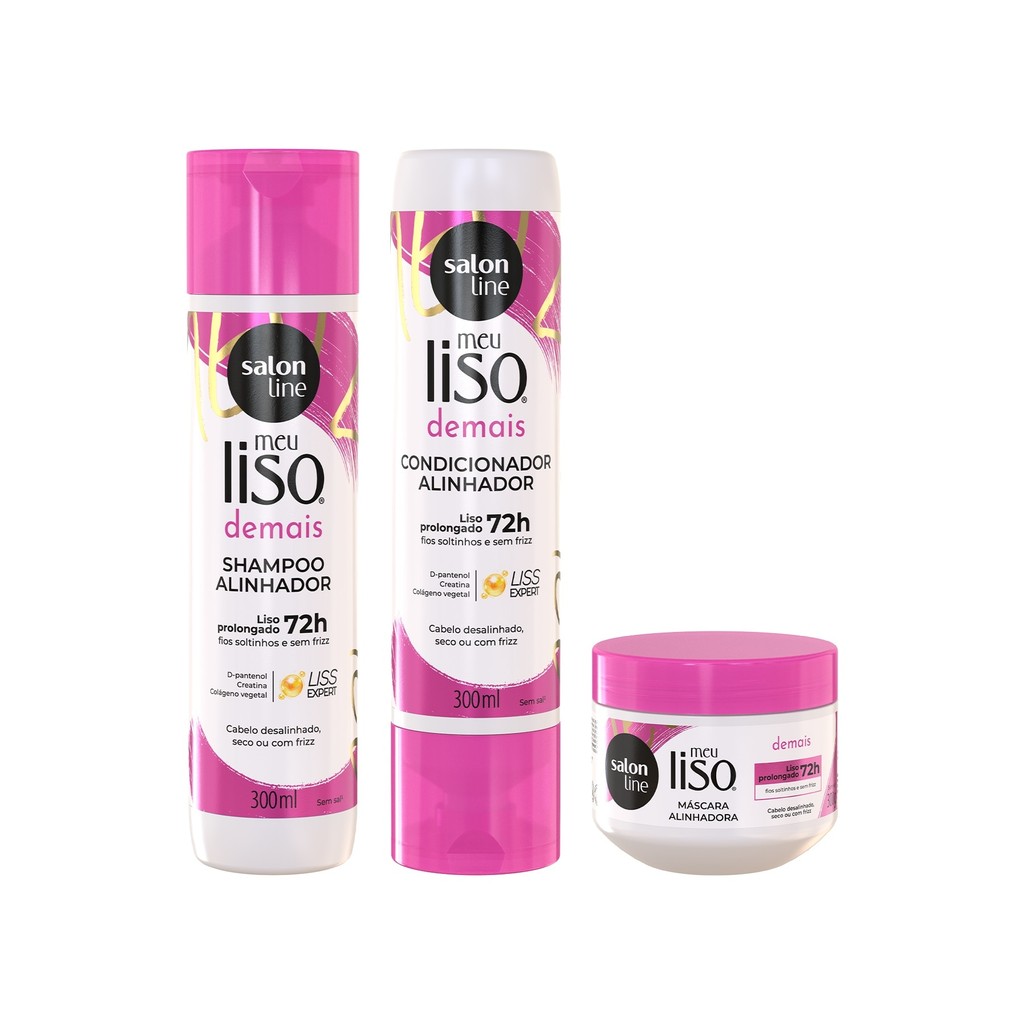 Kit Meu Liso Demais Shampoo + Cond + M?scara 1 Kit Meu Liso Demais Shampoo + Condicionador + Máscara Salon Line