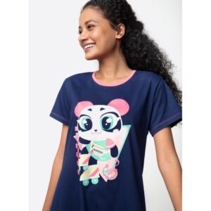 Camisola Algodão Manga Curta Panda Estampa