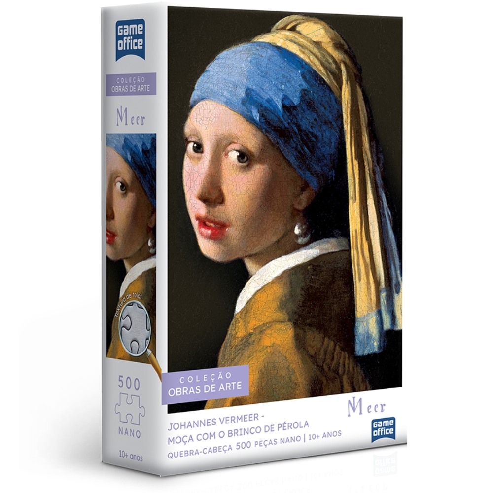 Quebra-Cabe?a 500 Pe?as Vermeer - Mo?a com P?rola 1 QUEBRA CABEÇA MOÇA COM BRINCO DE PÉROLA JOHANNES VERMEER 500 PEÇAS NANO TOYSTER OBRA DE ARTE PUZZLE