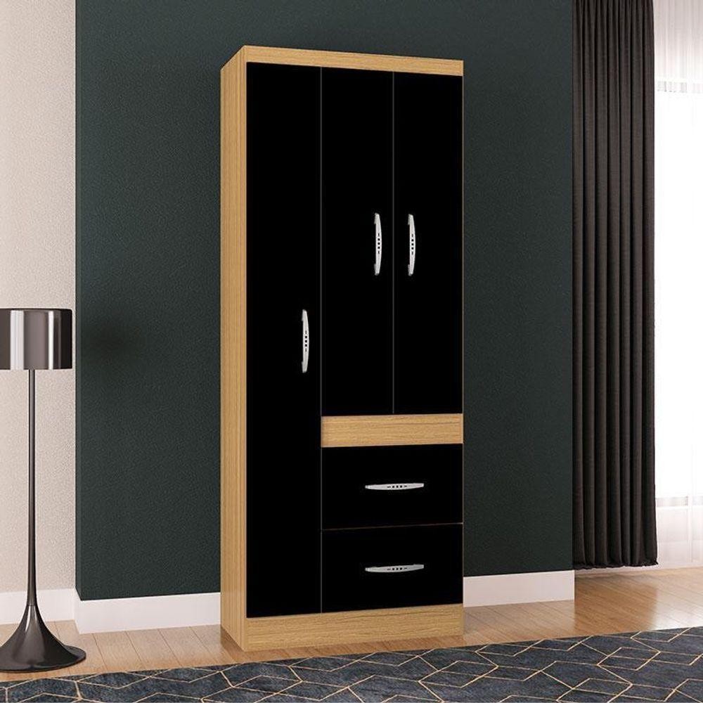 Guarda Roupa Solteiro Damasco Preto Poquema 1 Guarda Roupa Solteiro Ambiente Milão 3 Portas Damasco Preto Poquema