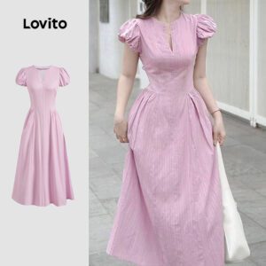 Vestido Casual Listrado Rosa Primavera/Verão