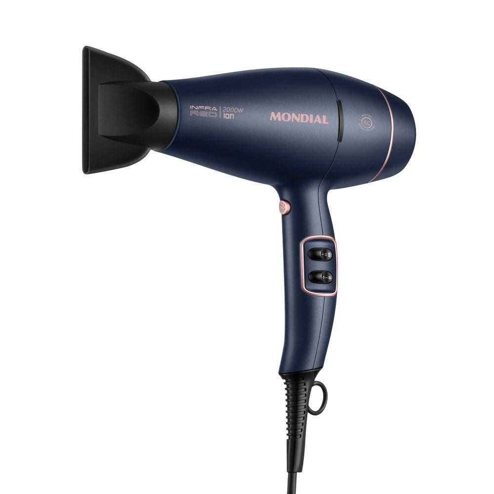 Secador Infrared Mondial 2000W Azul Rose 1 Secador de Cabelo Infrared Mondial 2000W SCP-01-IR Azul Rose 127V