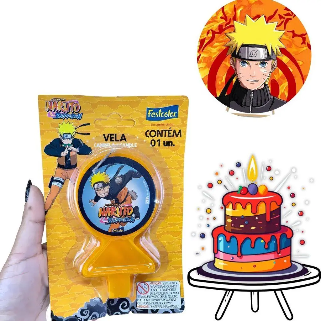 Vela Naruto Plana Festcolor - Aniversário Temático 1 Vela Naruto Plana Festcolor - Aniversário Temático