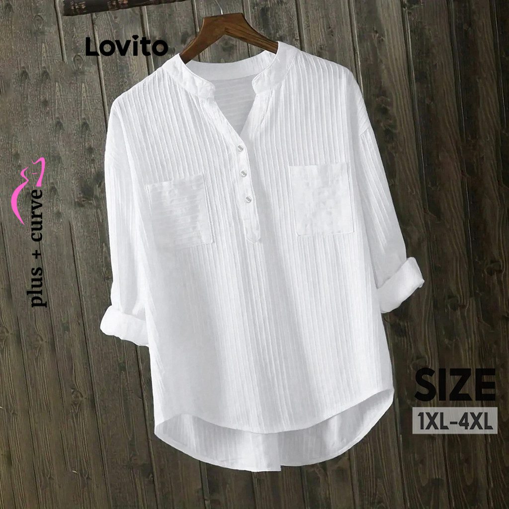 Blusa Plus Size Casual Jacquard Liso 1 Blusa Plus Size Casual Jacquard Liso