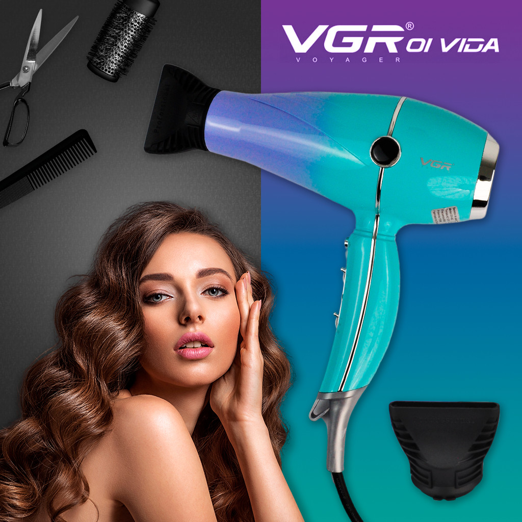 Secador de Cabelo Profissional 1700W VGR 1 Secador De Cabelo Profissional 1700w Cabo De 2,5m Vgr