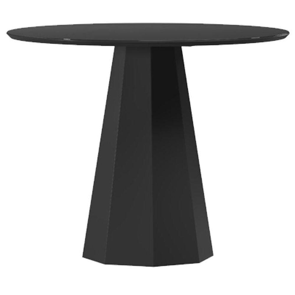 Mesa De Jantar 120x120 Cm Isis Com Vidro Preto - New Ceval 1 Mesa De Jantar 120x120 Cm Isis Com Vidro Preto - New Ceval