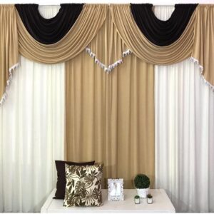 Cortina Varão Duplo Malha 3m x 2,60m Avelã Tabaco