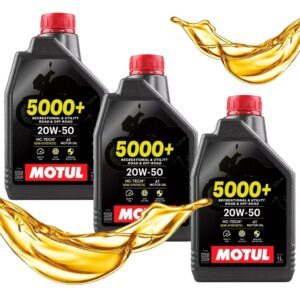 Troca de Óleo Motul 5000+ 20w50 Semissintético 4 Tempos 3 Litros