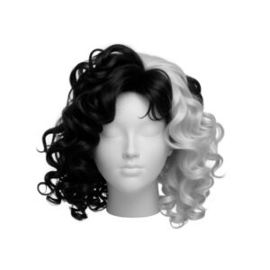 Peruca Cruella Halloween Preto e Branco