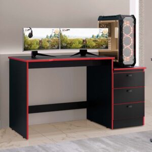 Mesa Gamer Pro 100% em MDF 3 Gavetas Kit pés