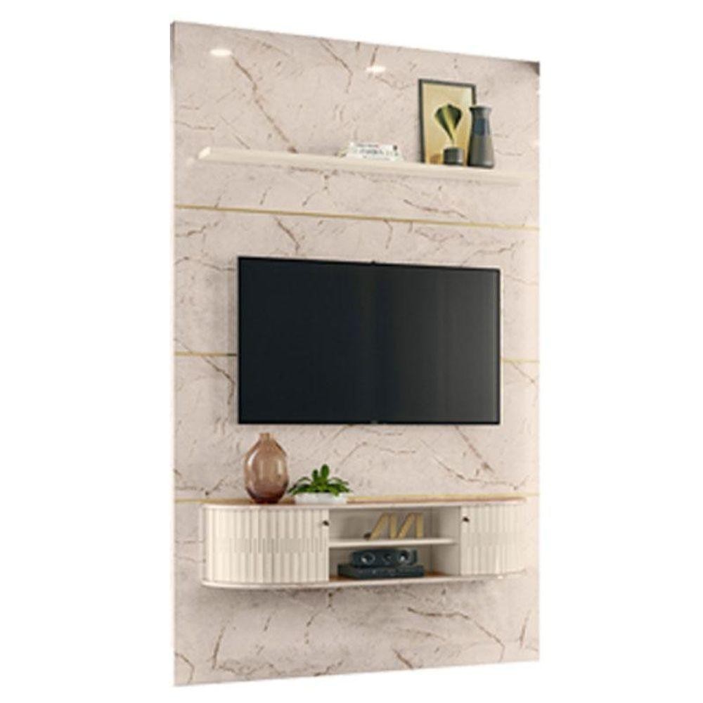 Estante Home Theater Monte Carlo Calacata 1 Estante Home Theater Com Bancada Suspensa Monte Carlo Calacata Off White - Madetec